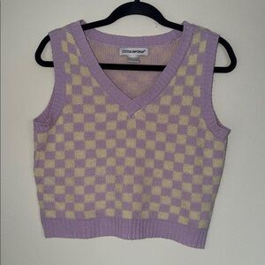 Cotton Emporium Checkered Knit Crop Top